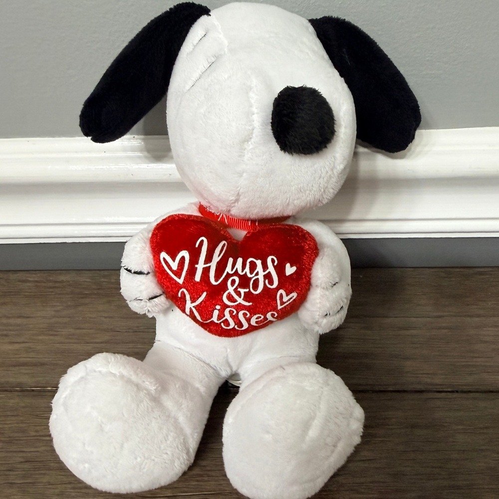 Peanuts Snoopy Valentine Plush Hugs & Kisses Red Heart Stuffed Animal Dog